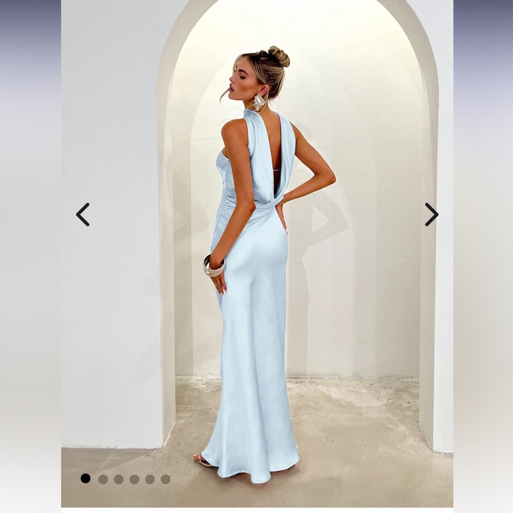 Satin Maxi Dress Light Blue